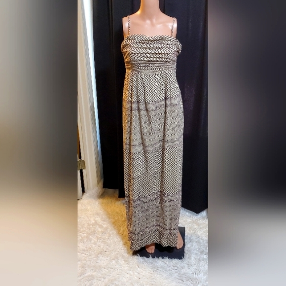 Anthropologie dress Tribal print Strapless Side pockets size 10 - Picture 4 of 5